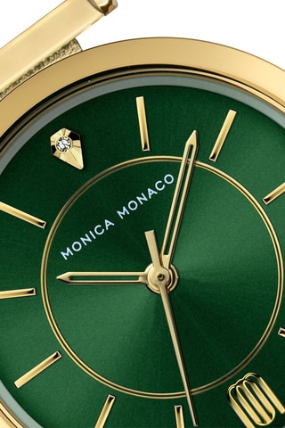 Montre à quartz en cuir et diamant - Marron et doré