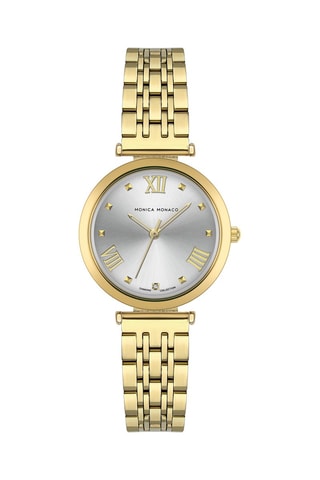 Montre à quartz en acier et diamant - Doré et argenté