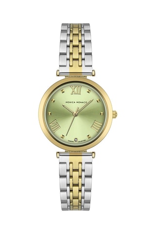 Montre à quartz en acier et diamant - Argenté et doré