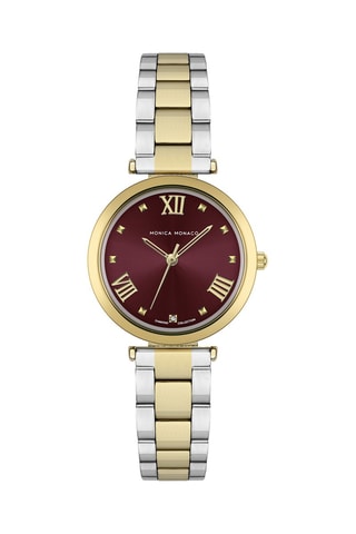Montre à quartz en acier et diamant - Argenté et doré
