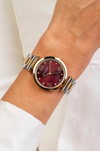 Montre à quartz en acier et diamant - Argenté et doré
