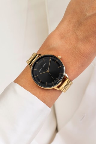 Montre à quartz en acier et diamant - Doré et noir