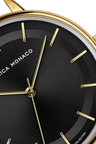 Montre à quartz en acier et diamant - Doré et noir