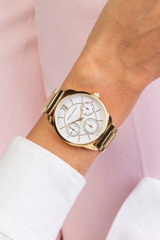 Montre à quartz en acier et diamants - Doré et argenté
