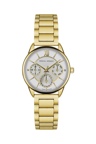 Montre à quartz en acier et diamants - Doré et argenté