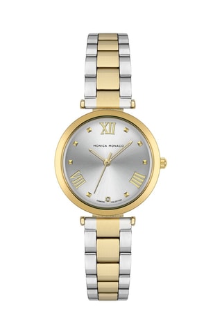 Montre à quartz en acier et diamant - Argenté et doré