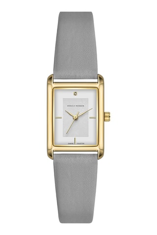 Montre à quartz en cuir et diamant - Doré