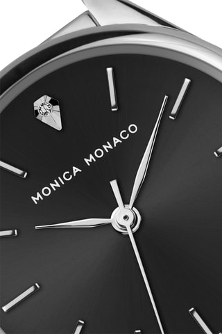 Montre à quartz en acier et diamant - Argenté et noir