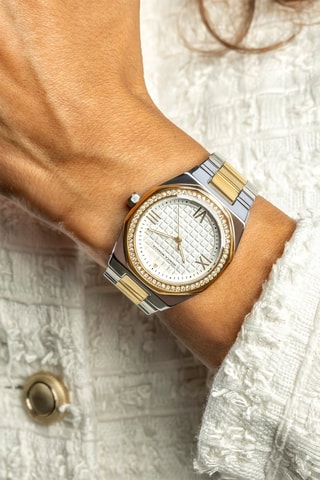 Montre à quartz en acieret diamant - Argenté et doré