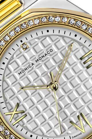 Montre à quartz en acieret diamant - Argenté et doré