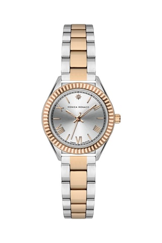 Montre à quartz en acier et diamant - Argenté et doré rose