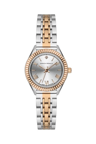 Montre à quartz en acier et diamant - Argenté et doré rose