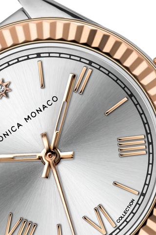 Montre à quartz en acier et diamant - Argenté et doré rose