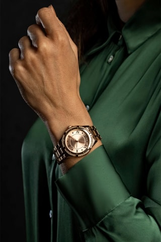 Montre à quartz en acier - Doré rose 