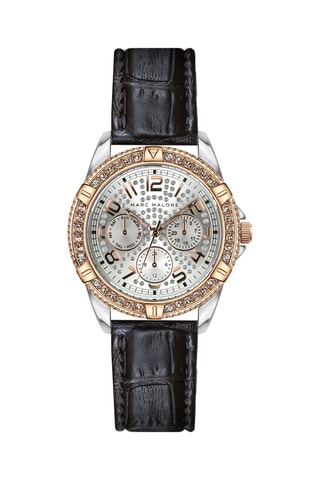 Montre à quartz en cuir et cristal véritable 