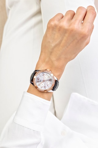 Montre à quartz en cuir et cristal véritable 