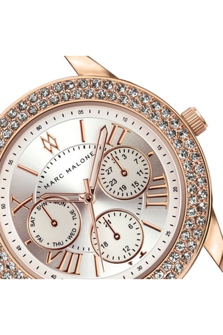Montre à quartz en cuir et cristal véritable 