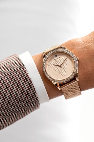 Montre à quartz en acier et plaqué ion or rose Natalie - Doré rose 