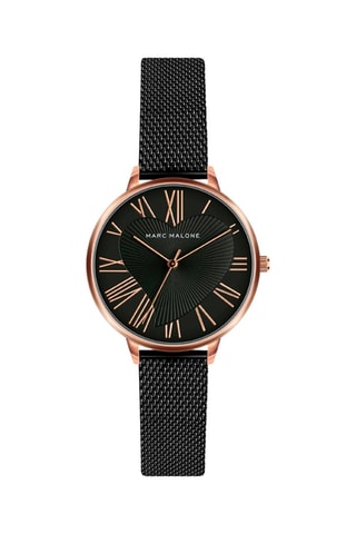 Montre à quartz en acier et plaqué ion or rose Theresa - Noir et doré rose 