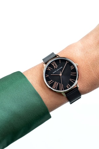 Montre à quartz en acier et plaqué ion or rose Theresa - Noir et doré rose 
