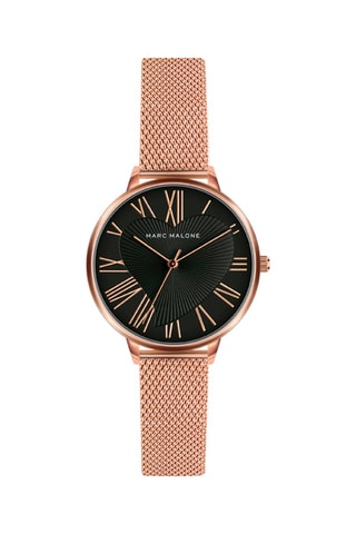 Montre à quartz en acier et plaqué ion or rose Theresa - Doré rose et noir 