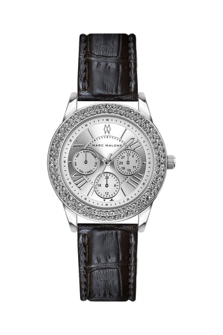 Montre à quartz en cuir et cristal véritable 