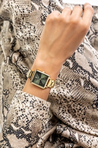 Montre à quartz en acier - Doré et vert 