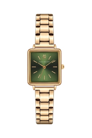 Montre à quartz en acier - Doré et vert 