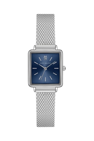 Montre à quartz japonais en acier - Argenté et bleu 