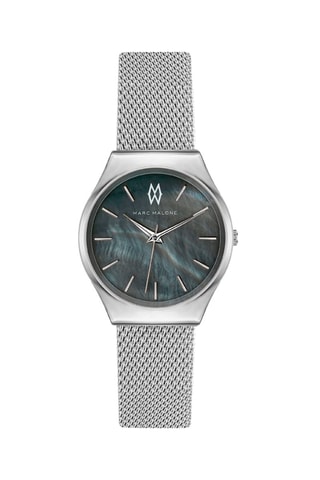 Montre à quartz en acier, nacre et plaqué ion argent Teresa - Argenté et noir 