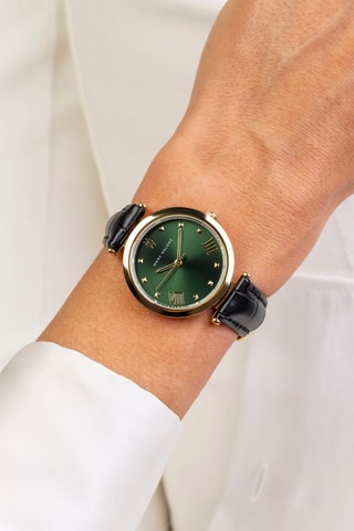 Montre à quartz en cuir - Noir et doré 