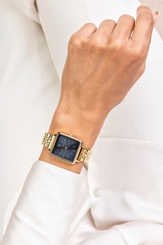 Montre à quartz en acier - Doré et bleu marine 