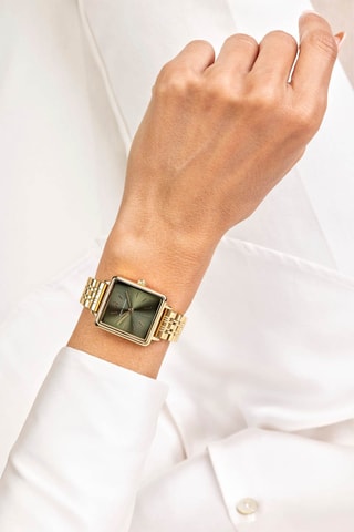 Montre à quartz en acier - Doré et vert 