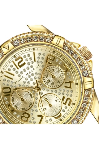 Montre à quartz en cuir et cristal véritable 