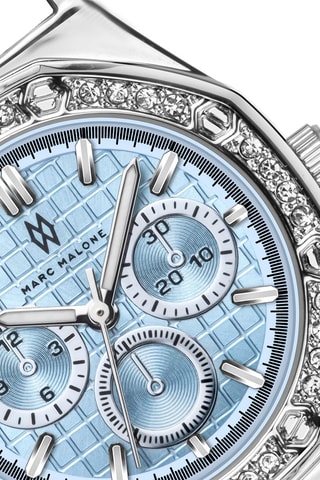 Montre à quartz en acier - Argenté et bleu clair 