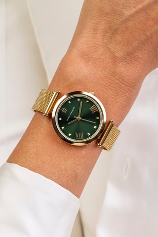 Montre à quartz en acier - Doré et vert 