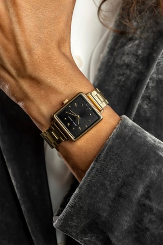 Montre à quartz en acier et diamant - Doré