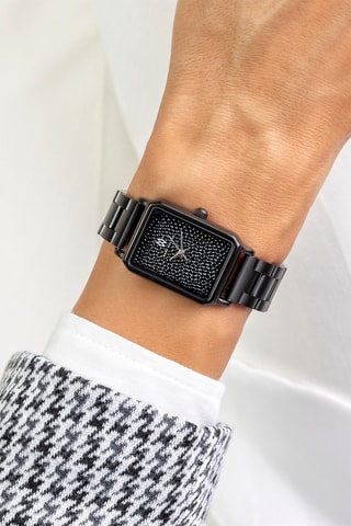 Montre à quartz en acier - Noir - Argenté