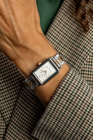 Montre à quartz en acier et diamant - Argenté