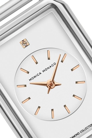 Montre à quartz en acier et diamant - Argenté