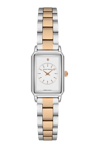 Montre à quartz en acier et diamant - Argenté