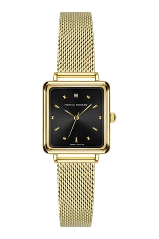 Montre à quartz en acier et diamant - Doré