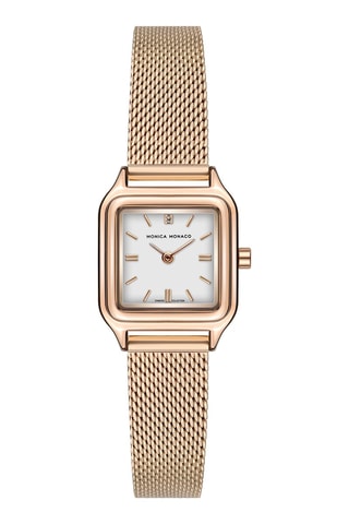 Montre à quartz en acier et diamant - Doré rose