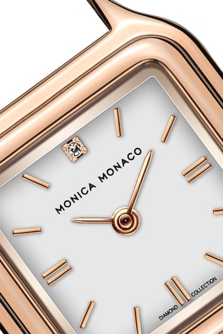 Montre à quartz en acier et diamant - Doré rose