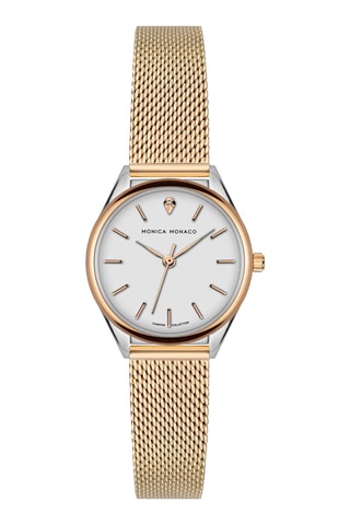 Montre à quartz en acier et diamant - Doré