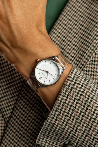 Montre à quartz en acier et diamant - Doré