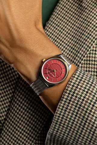 Montre à quartz en acier et diamant - Argenté