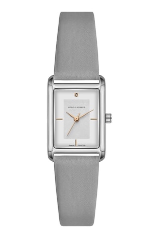 Montre à quartz en cuir et diamant - Argenté