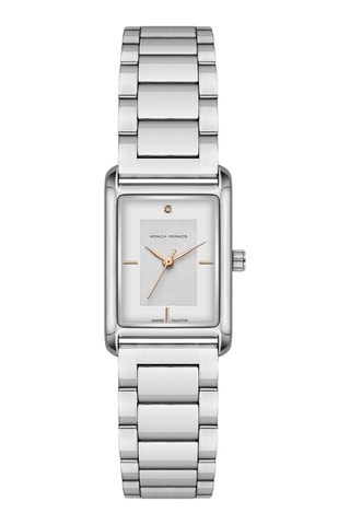 Montre à quartz en acier et diamant - Argenté