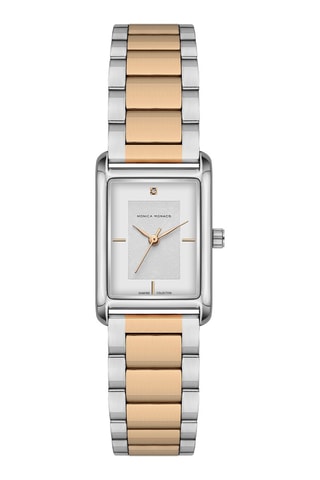 Montre à quartz en acier et diamant - Argenté
